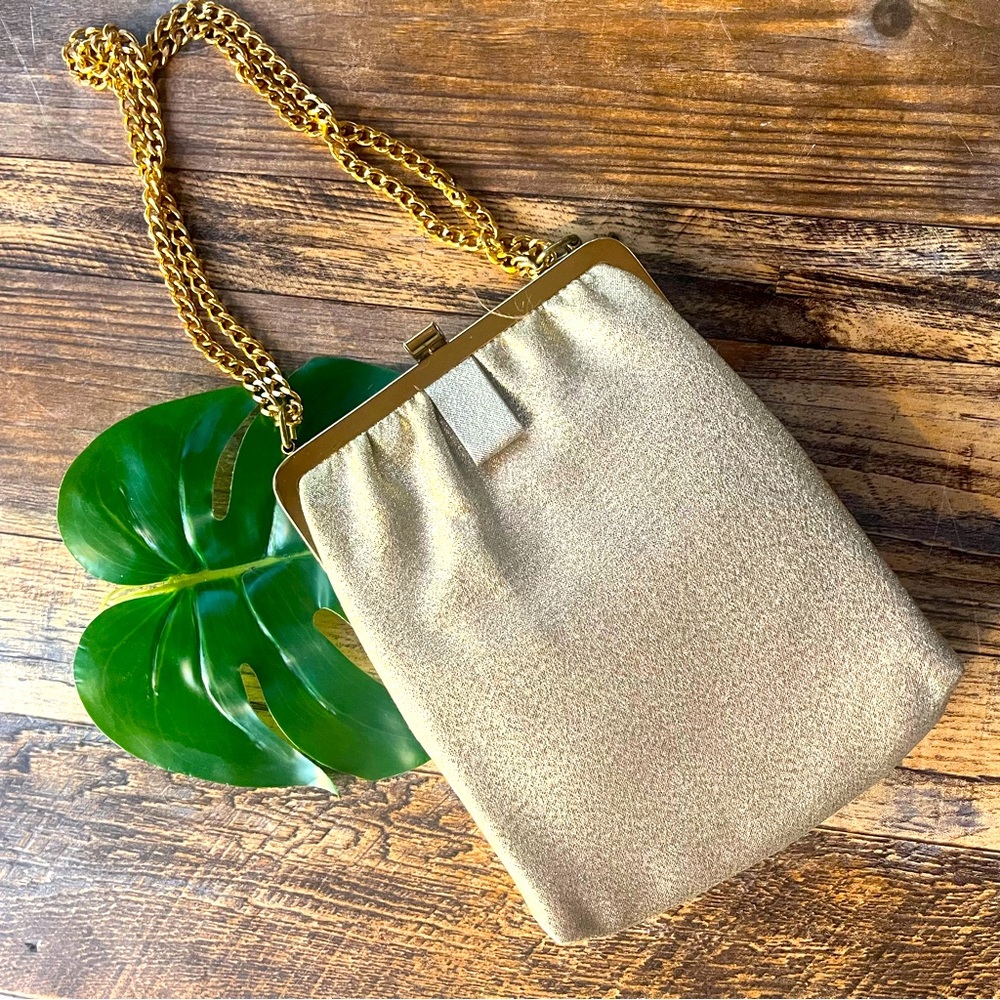 VINTAGE GOLD METALLIC ELBOW BAG CHAIN STRAP